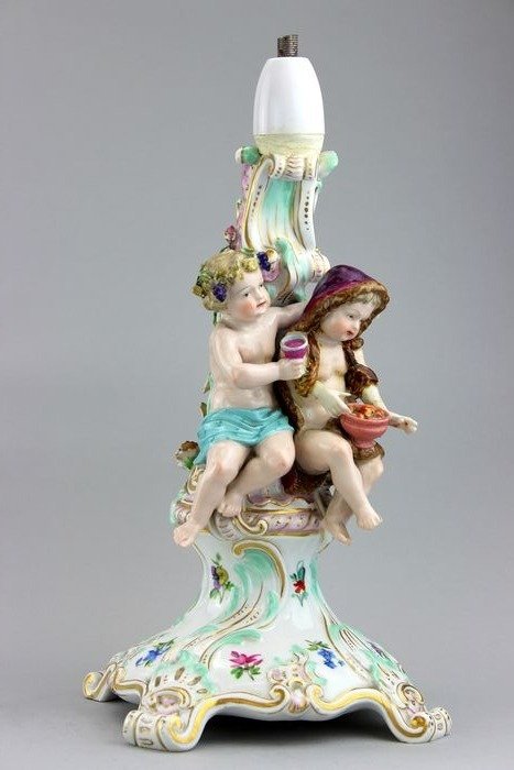 Meissen  - Antik lampe - Porcelæn