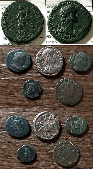 Cesarstwo Rzymskie - Lotto di 6 monete, incl.: Asse (AE), Domiziano (81-96 d.C.) - la Moneta stante - Brązowy