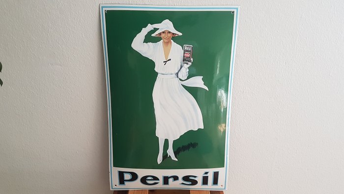 Henkel - 珐琅标志PERSIL白女士有限公司证书，珐琅标志，牌珐琅 - 搪瓷, 钢