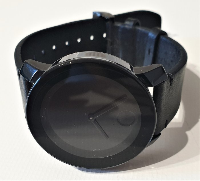 Movado Bold Black Museum Dial Black Leather Unisex Watch No