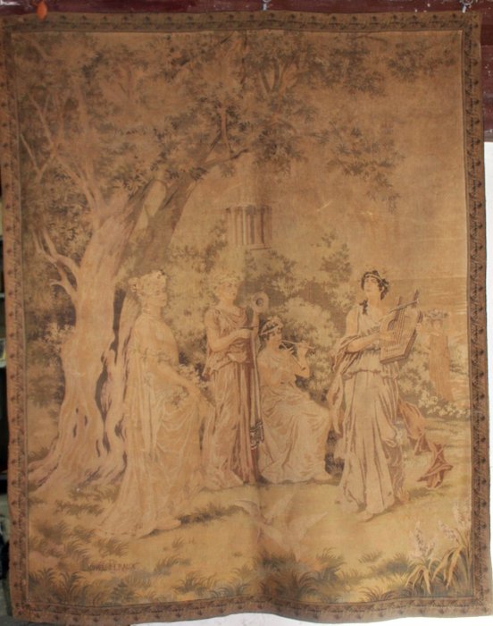 Nach Lionel Peraux sehr großer Wandteppich - 180x150cm - Gobelins, griechische Szene - Ende des 19. Jahrhunderts