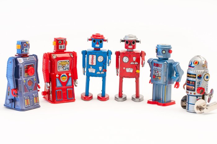 Robots modèle en plastique faite par masudaya mini machine man robot tinplate 