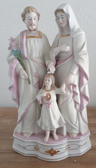 Bild av den heliga familjen - Joseph - Mary - Jesus - Rose \ Wit - Kex porslin