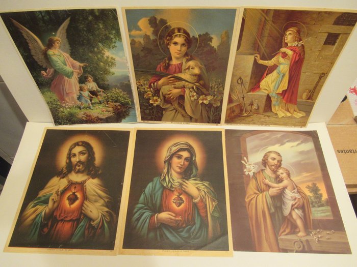 18 verschiedene religiöse Lithographien N.G. Basevi / K.F.Z. etc. - Papier