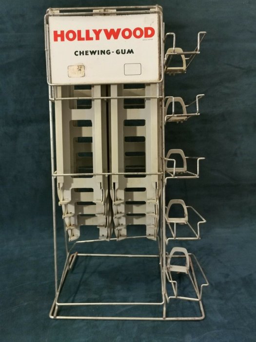 "HOLLYWOOD CHEWING GUM" - Antigua pantalla de distribuidor de publicidad - metal y plastico