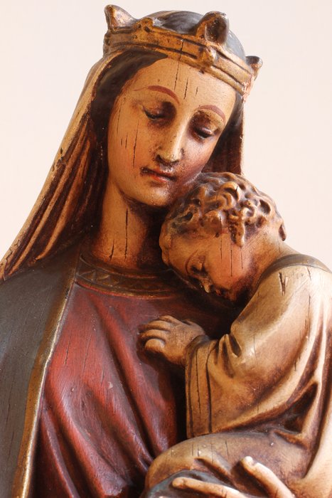 Smukke Maria med barn - Sedes Sapientiae - Gips