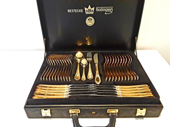 Cutlery - Hartvergoldet 24K - 70 piece cutlery - SBS Solingen