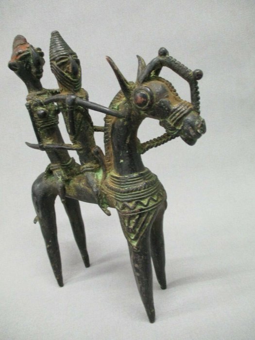 Bronzen Afrikaanse kunst Ruiter Sao Sokoto Tsjaad - Afrikaanse brons - West-Afrika 