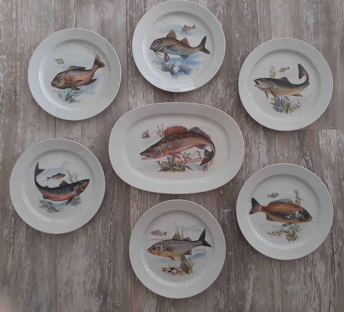 Winterling - Marktleuthen - Serviço de pesca - prato com 6 pratos - porcelana