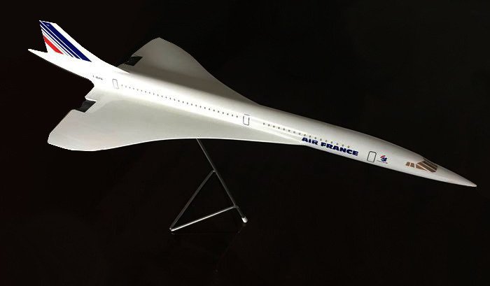 Concorde Air France  - Modelo a escala, Gran Concorde Air France Modelo F-BVFA (205) - aproximadamente 63.5 cm de largo - Resina / Poliéster