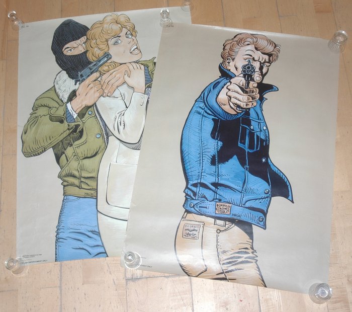 Malik - 2 target shooting posters - Schietschijf Police Judiciaire Liège - (1987/1988)