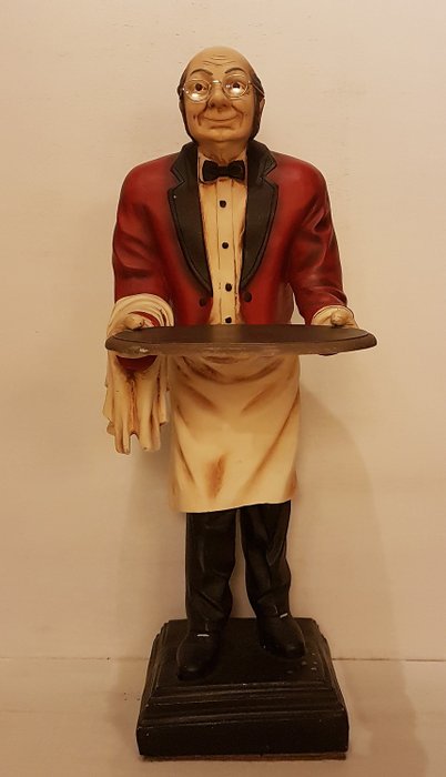 Beautiful old Butler, waiter doll made of polyester with plastic, advertising promotional image with (1) - Hars/polyester