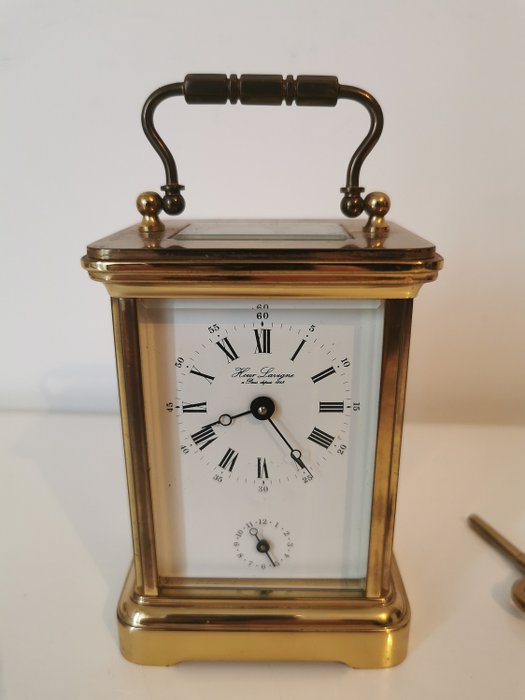 Hour Lavigne, old officer clock, ringing - Brass, Enamel - Late nineteenth early twentieth