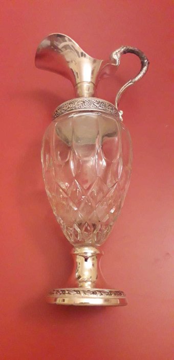 Argenterie G. Galbiati Milano - Drankfles (1) - Art Nouveau - Glas en zilver metaal