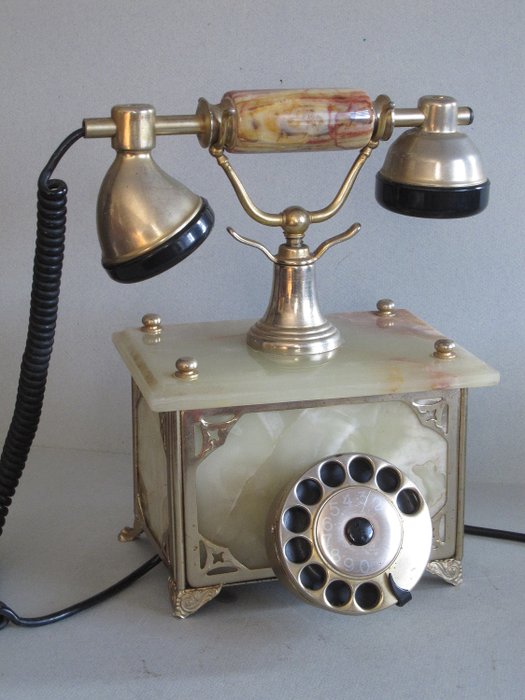 Fatap Italia SAS - 复古绿色green玛瑙显示电话 - y玛瑙，黄铜，电木和各种材料