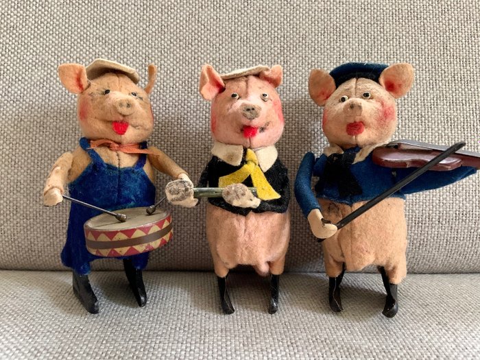 Walt Disney -Schuco- - 30年代的三隻小豬，發條 - 德國