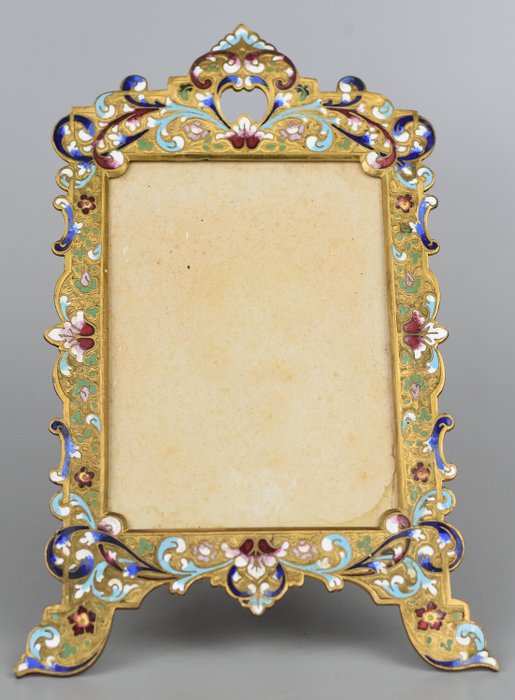 Champleve photo frame - Napoleon III - Enamel, Bronze cloisonné enamels - 19th century