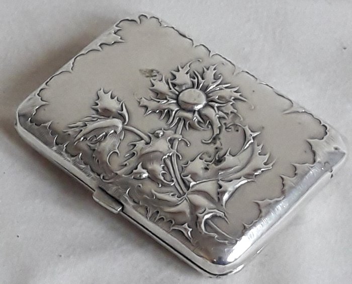 Carcasă de ciocolată din argint antic Chardon & Thistle - .800 argint - Europa - Early 20th century
