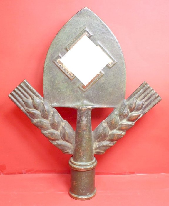 德國 - RAD /帝國勞動局/勞動少女/ III。富國/政黨 - 以前是Reichsarbeitsdienst RAD旗桿的大規模青銅鑄件 - 1934