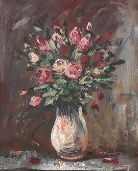 Van Vooren (20e eeuw) - Stilleven bloemen vaas.