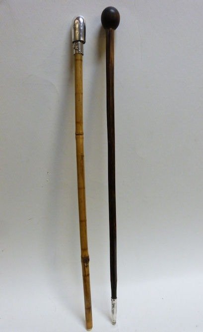 antik pindestok (2) - Sølv, Træ - 19. århundrede