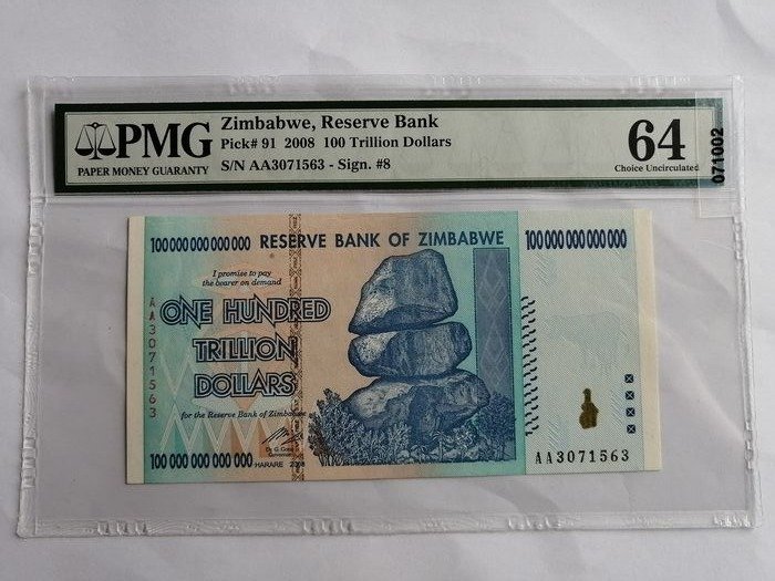 Zimbabwe - 100 trillion Dollar 2008 - Pick 91