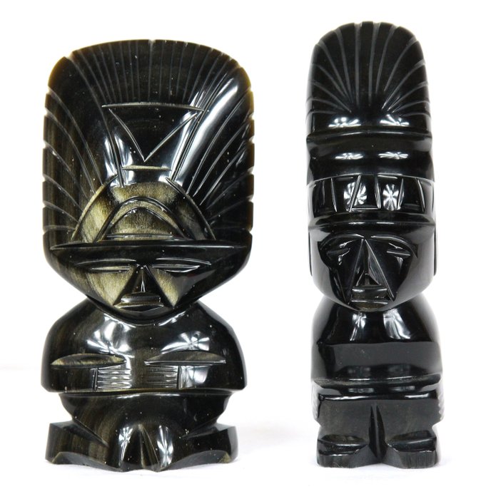 Obsidiaan standbeeld - 18×9×4 cm - 1.26 kg - (2)