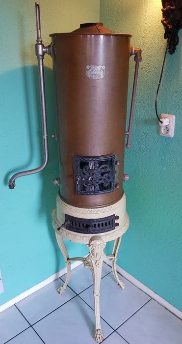 Antique Victorian Era Water Heater (1) - Jern (støpt/smittet), Kobber - ca. 1860-1900