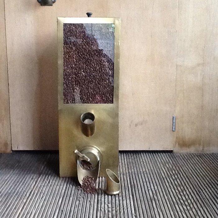 Antique coffee silo / coffee bean dispenser / nut silo - Copper