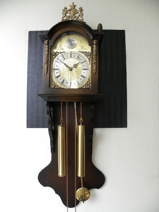 Telma - Ρολόι τοίχου στο στυλ του ρολογιού της ουράς της Φριζίας - Γυαλί, Ξύλο, Χαλκός