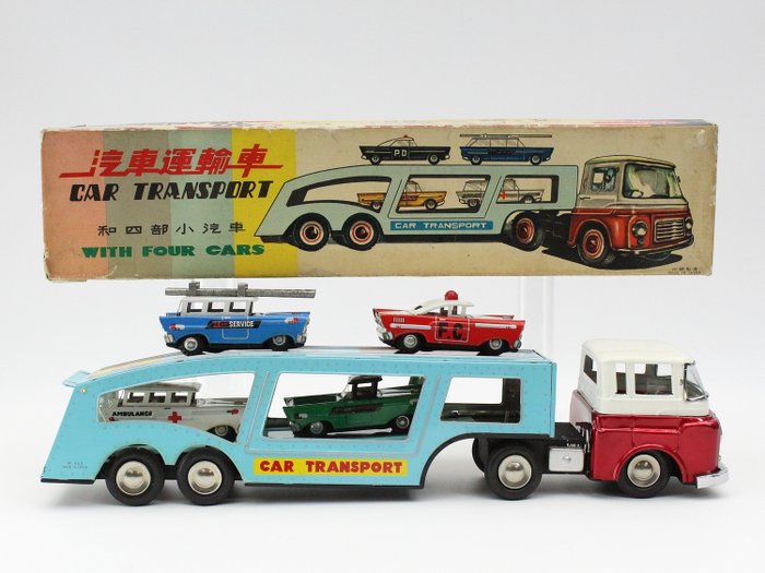MF 868, MS, ME,   - Mechanisch speelgoed - MF868 - Camion Car transporter with 4 cars - 1960-1969 - Chine