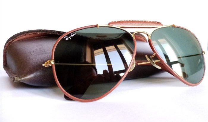 ray ban aviator leather sunglasses