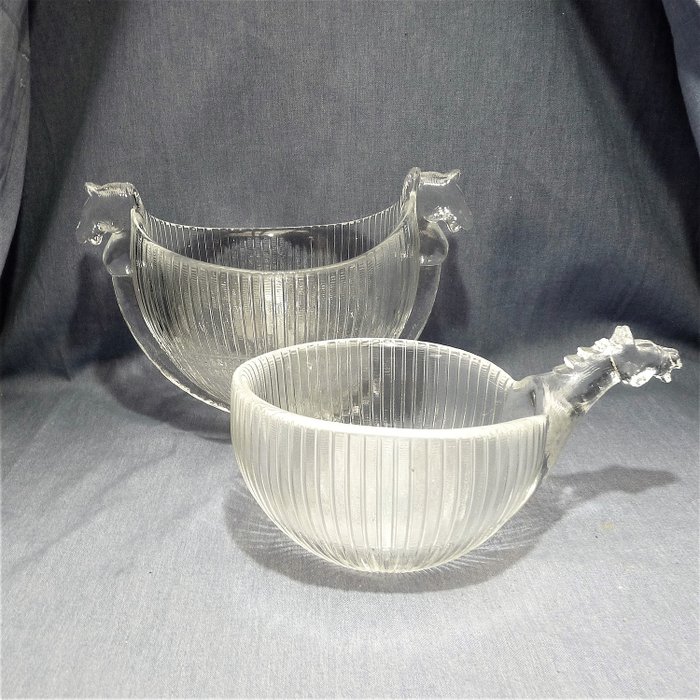 Kjell Engman - Kosta Boda - glass bowls with horse head NORDICA (2) - Crystal, Glass