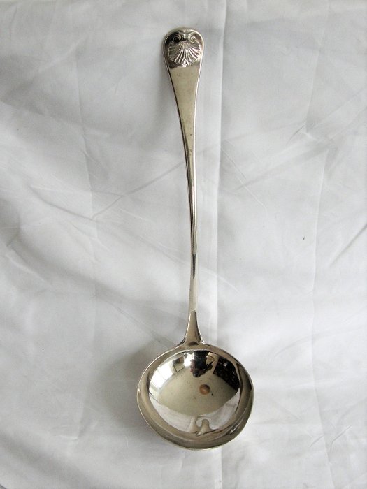 Chochla do zupy, Srebrna łyżka do zupy (1) - Srebro pr. 925 - Anglia - Pierwsza połowa XVIII wieku