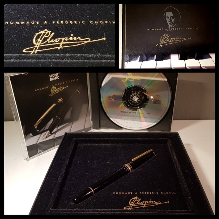 Montblanc - Montblanc Meisterstuck hommage a Frederic Chopin,pluma estilográfica+Cd+cartuchos de tinta - Colección completa de 1