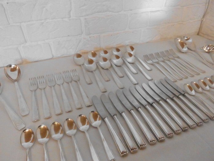  Art deco, Michelin, 100 gemerkt - Talheres banhado a prata, 45 peças, com talheres para servir combinados (6 peças) - Metal prateado