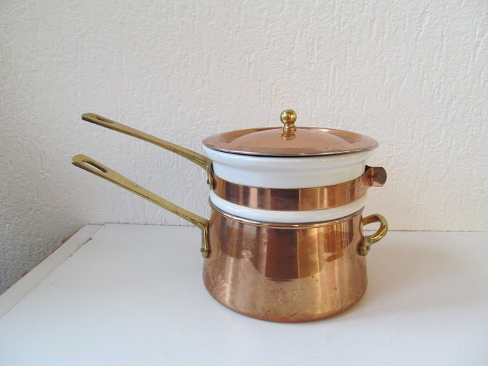 Bain marie - copper and porcelain