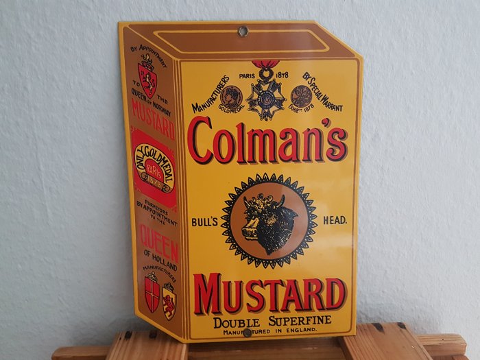 Weber`s Texas - Emaille Schild COLMAN`S MUSTARD USA Texas, Enamel Sign, Plaque emaillee - Emaille, Stahl