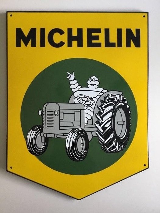 Plaque émaillée pour pneu de tracteur Michelin Bibendum - 1980