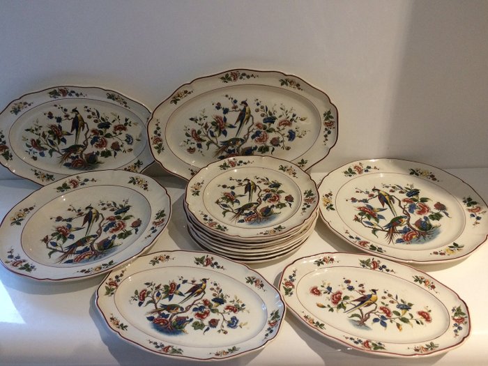 Villeroy &Boch Mettlach Saar Phoenix rot - Big plates (14) - Ceramic, old