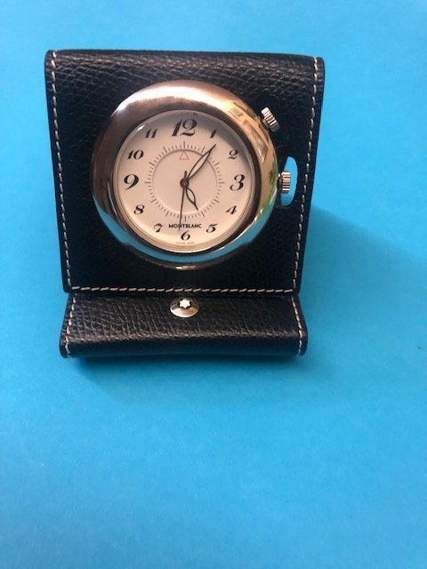 MontBlanc Timepieces Mini Leather Palladium Plated Alarm - Catawiki