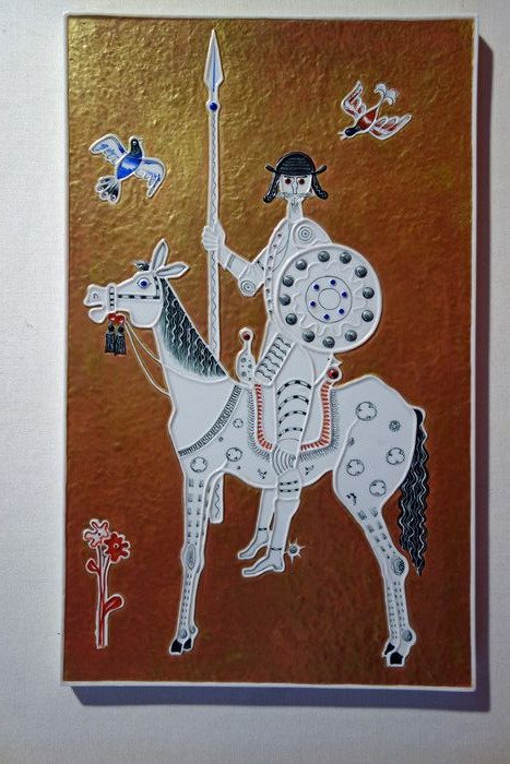 Heinz Werner - Meissen - Placă de relief cu Don Quijote - Porțelan