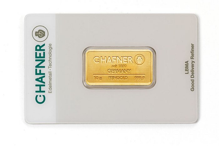 10 grams - Χρυσός .999 - C. Hafner - Deutschland - Goldbarren im Blister CertiCard mit Zertifikat - Sealed & with certificate