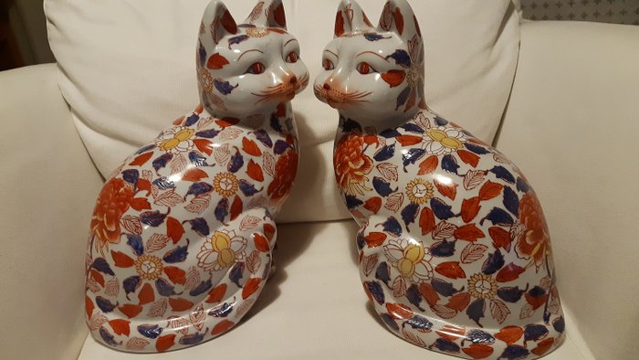Pair of chinese porcelain imari cats  (2) - imari  - Chinese porcelaine - Animal - China - Second half 20th century