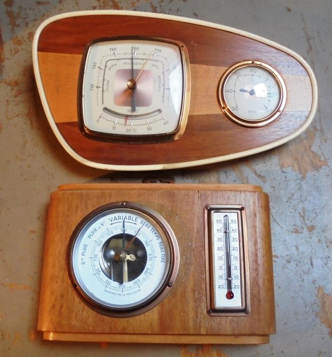 Sundo - 氣壓錶, 溫度計 (2) - 木, 銅