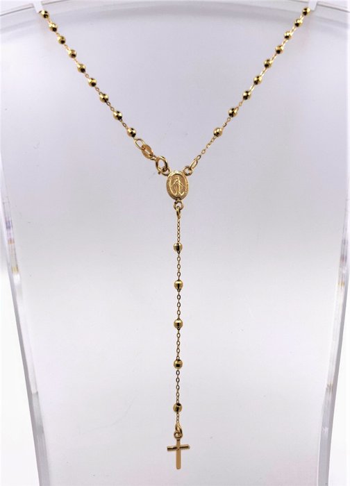 18 kt Gelbgold - Halskette mit Anhänger, Rosenkranz 18Kt Gold