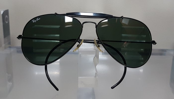 Bausch and Lomb Ray Ban Usa  - Aviator Outdoorsman Black Chrome Cable - G15 - 58□14 Zonnebril