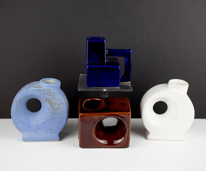 Afina Rijnsburg & Duif 's Keramiek Holland - 收藏4個荷蘭陶瓷花瓶 - 陶器