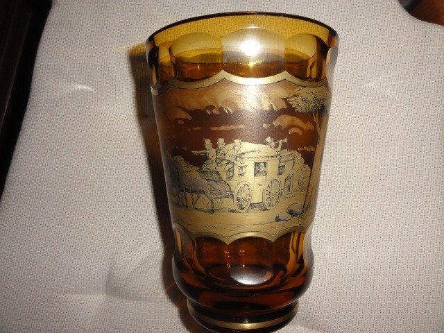 Oertel Glas Haida 1869 - Grand vase mug 18 cm 9.0 cm Bohemia Haida signé - Verre