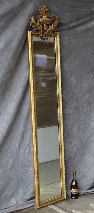 Floor mirror, Wall mirror - Glass, Goldplate, Iron (cast/wrought), Plaster, Wood